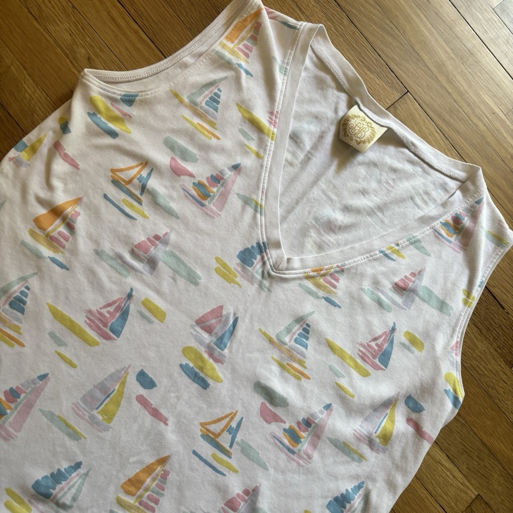 Beaufort Bonnet Company Women's Pima Cotton Sailboat Tunic Tank Top Blouse Large